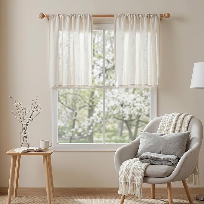MYSKY HOME Natural Linen Curtains 30 Inches Long - Image 4
