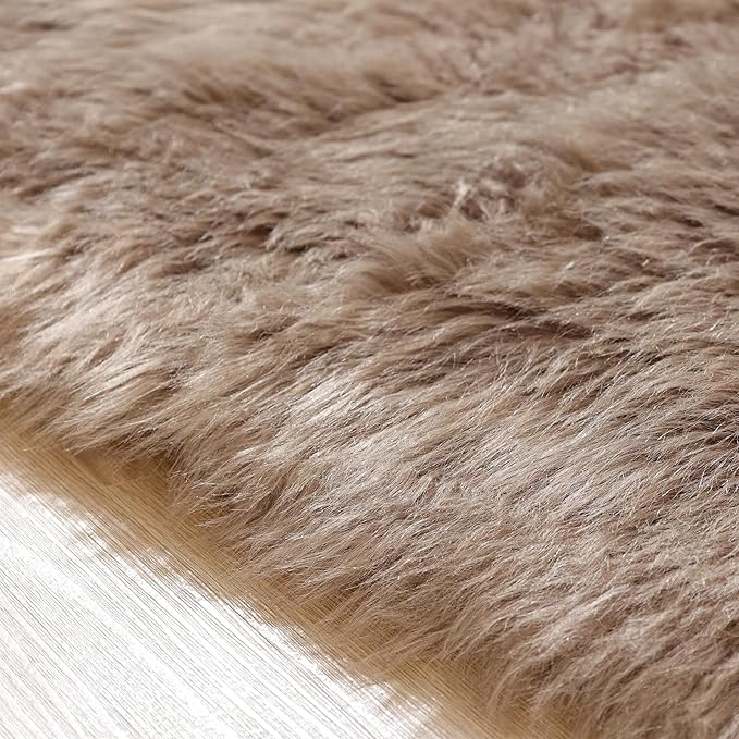 ORINOVA Beige 3ft Round Fluffy Shaggy Rug Washable Soft Area Rug - Image 9