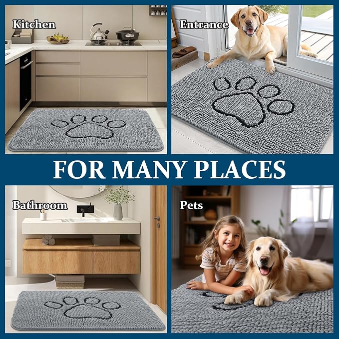 OLANLY Dog Door Mat for Muddy Paws 47x32, Paw Print Design, Absorbs Moisture - Image 8