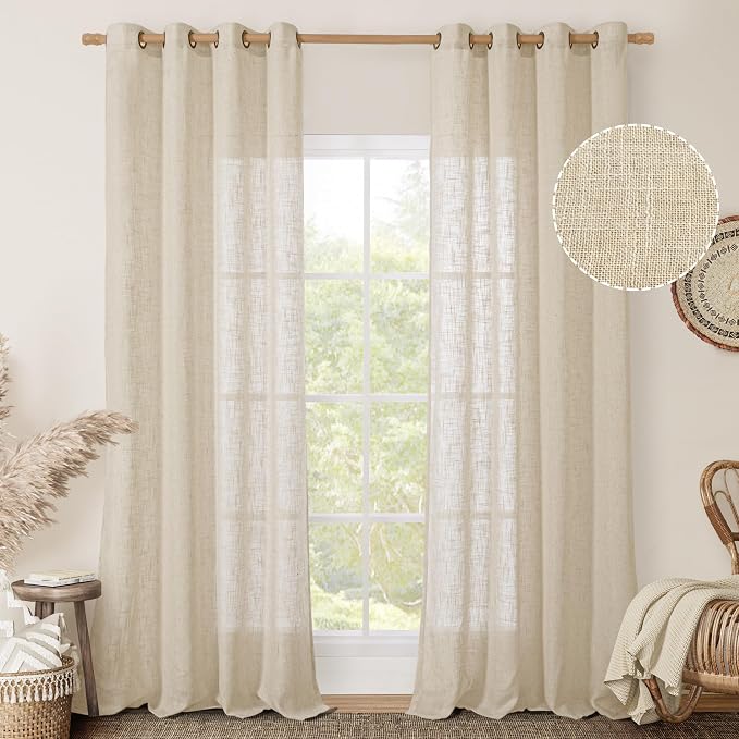LAMIT Extra Long Linen Curtains 108 inch Long by LAMIT
