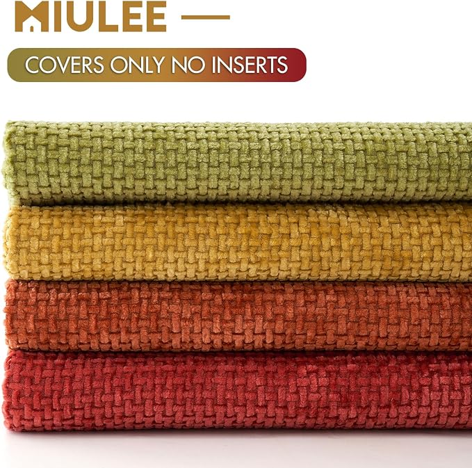 MIULEE Pack of 4 Burnt Orange Couch Throw Pillow Covers 18x18 Inch Yellow Green - Image 6