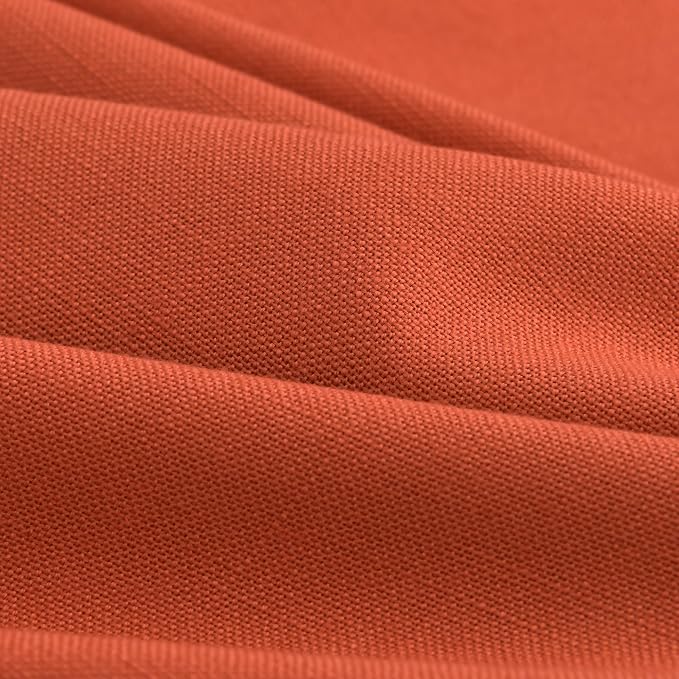 Extra Long Curtain Bright Orange Morden Linen Blend Light Filtering Back Tab - Image 5