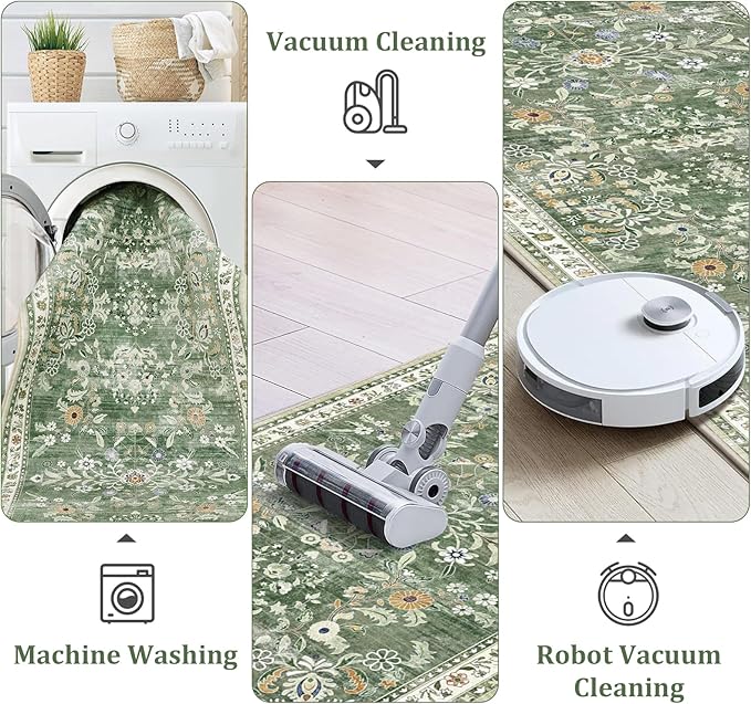 Yamaziot Washable Runner Rug 2x10 – Floral Non Slip Boho Hallway Runner Rug - Image 4