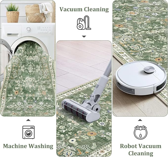 Yamaziot Washable Runner Rug 2x5 – Non Slip Boho Floral Hallway Runner Rug - Image 4
