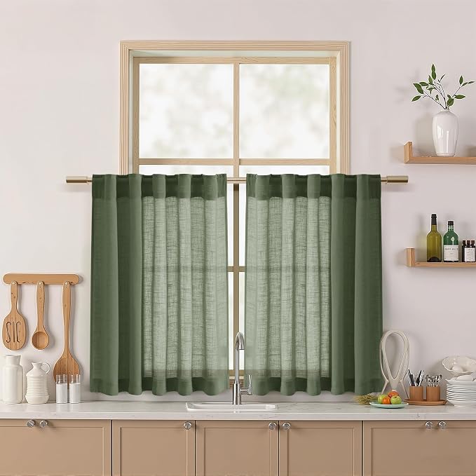 Nanspring Short Linen Curtains 36 Inch Length by Nanspring