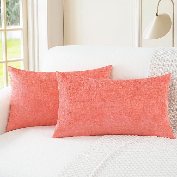CaliTime Throw Pillow Covers Decorative 16 X 26 Inches Pack of 2 Cozy Chenille by CaliTime
