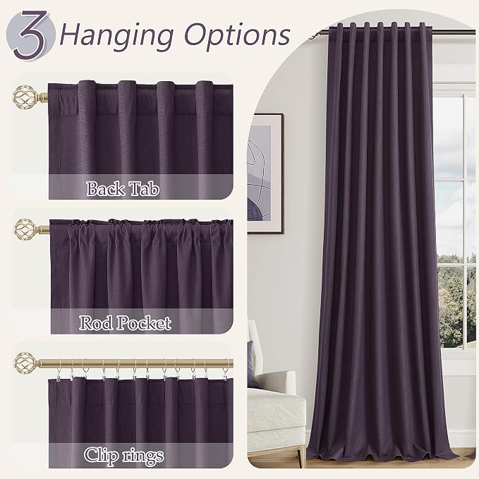 Guken 100% Blackout Curtains 102 Inch Length 2 Panels Set - Image 6