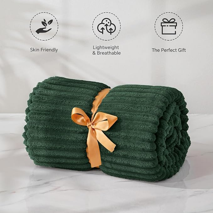 BEDELITE Fleece Throw Blanket for Couch – 3D Ribbed Jacquard Soft and Warm - Image 5