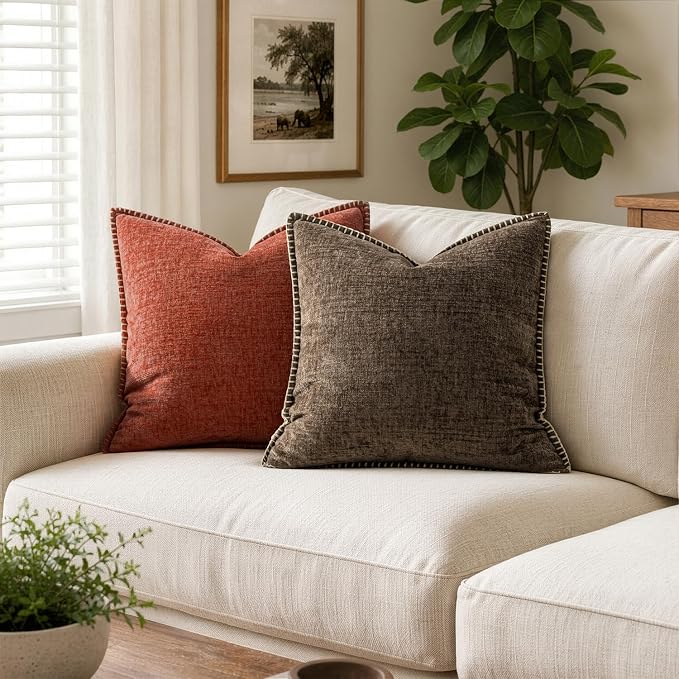MIULEE Decorative Couch Throw Pillow Covers 18x18 Inch Brown 2 Pack | Farmhouse - Image 4