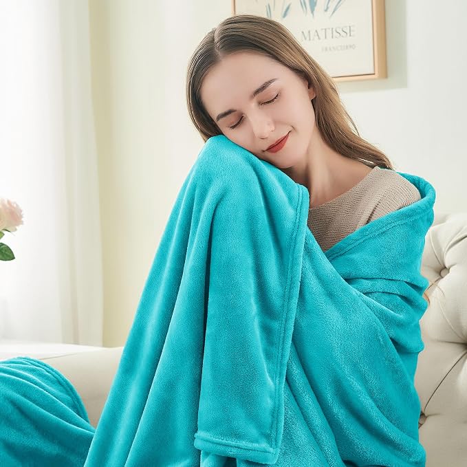 BEDELITE Fleece Blanket Teal Throw Blanket - Image 2
