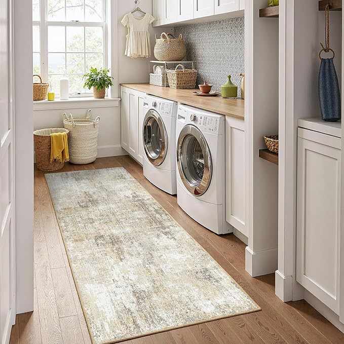 Washable Area Rugs 2'x6' Non-Slip Modern Abstract Soft - Image 2