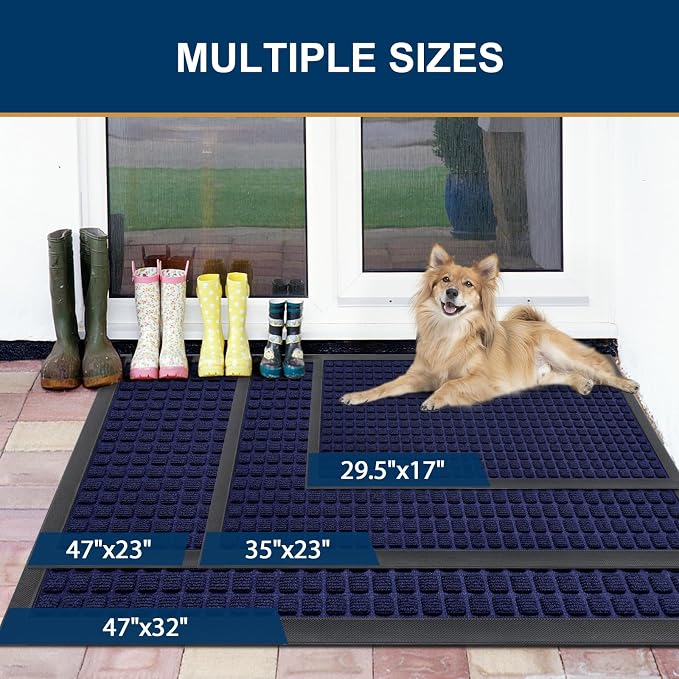 Smiry Front Door Mat Outside Entrance, Heavy Duty Natural Rubber Doormat - Image 6