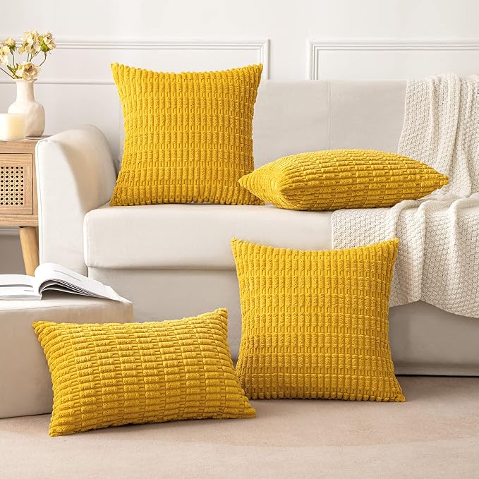 MIULEE Pack of 2 Corduroy Decorative Euro Sham Throw Pillow Covers 26x26 Inch - Image 5