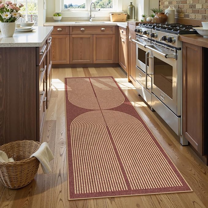 Lahome Enfys Modern Rainbow Easy Jute 2x6 Runner Rug, Farmhouse Stain Resistant - Image 2