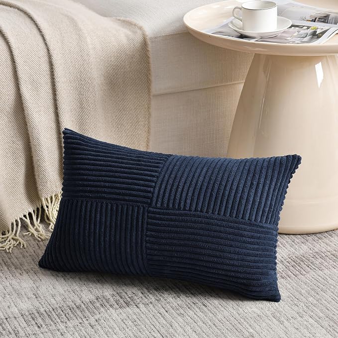 Fancy Homi 2 Packs Navy Blue Lumbar Decorative Throw Pillow Covers 16x28 Inch - Image 2