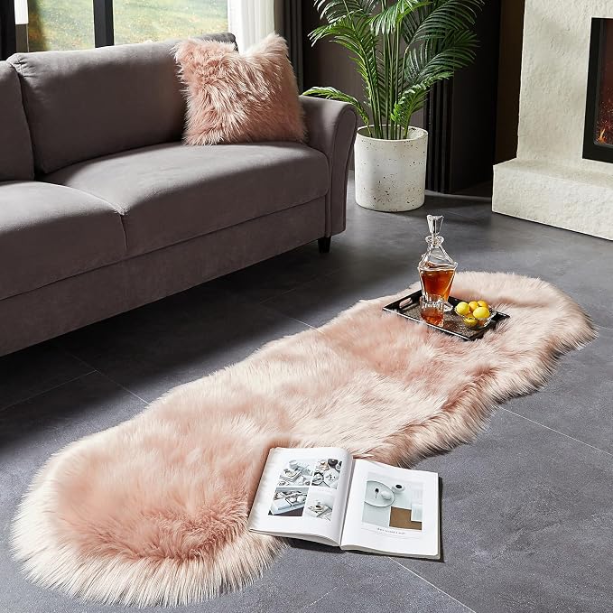 AMTOVO Faux Sheepskin Rug, 2 x 6 ft Faux Fur Rug - Image 4