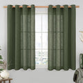 LAMIT Olive Green Linen Semi Sheer Curtains 45 Inch by LAMIT