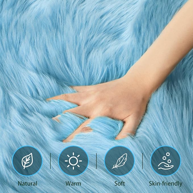 Ciicool Ultra Soft Faux Sheepskin Fur Rug Fluffy Rug - Image 4