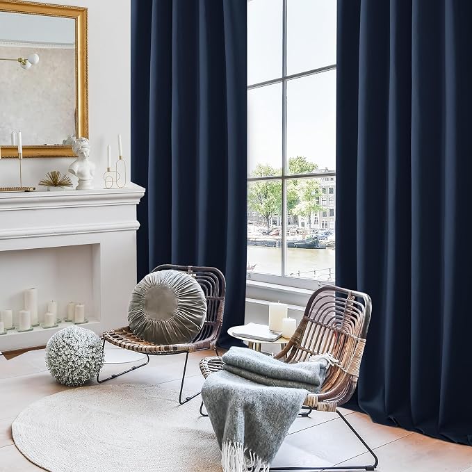 Deconovo Blackout Curtains, Thermal Insulated, W42 x L63 2 Panels, Back Tab - Image 4