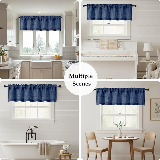 OWENIE Navy Blue Valances for Windows 1 Pcs 22 Inch Length, Light Filtering - Image 7