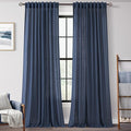 Navy Blue Curtains for Living Room Back Tab Modern Farmhouse Semi Sheer Blue by Jolilight