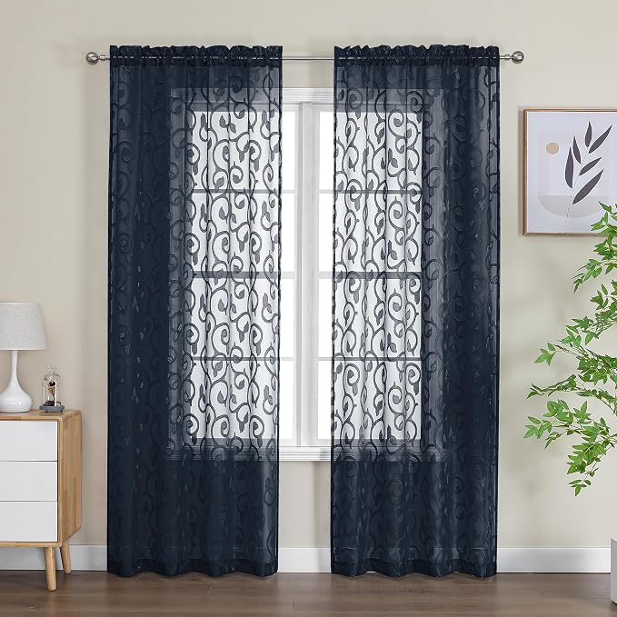 OWENIE Furman Sheer Curtains 84 inches Long - Image 2