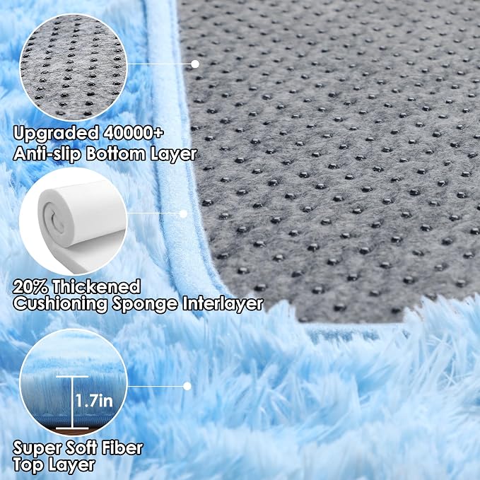 ONASAR Tie-Dye Blue Rugs for Living Room Bedroom, Fluffy 5x8 Bedside Area Rug - Image 3
