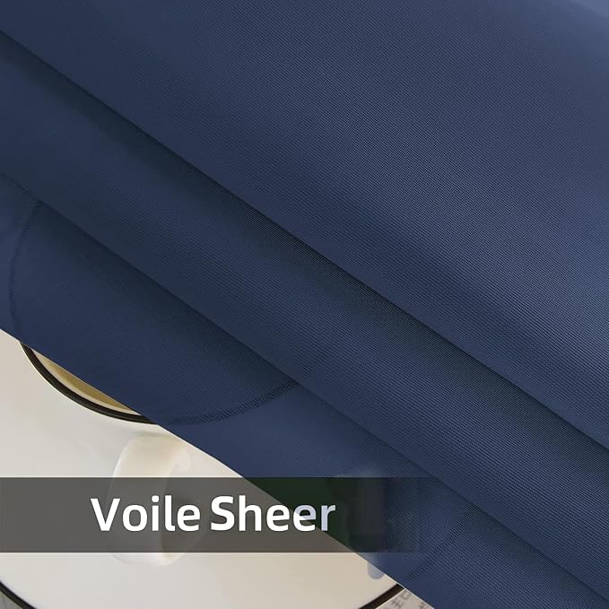 youleyar Solid Sheer Rod Pocket Curtain Voile Draperies 2 Panels White Beige - Image 6