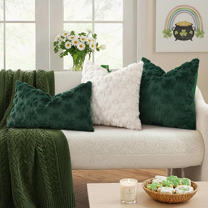 decorUhome St. Patrick’s Day Shamrock Pillow Covers 18x18 Inch Set of 2 - Image 4