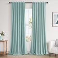 Guken Light Blue 100% Blackout Linen Curtains 108 Inch Length 2 Panels Set by Guken