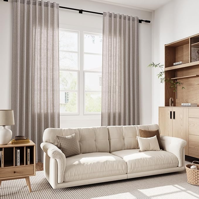 Nanspring Brownish Grey Linen Curtains - Image 6