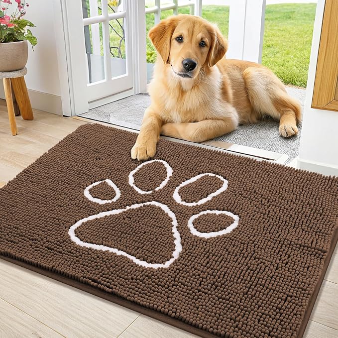 Smiry Dog Door Mat for Muddy Paws, Absorbent Dirt Trapper Non Slip Quick Dry by Smiry
