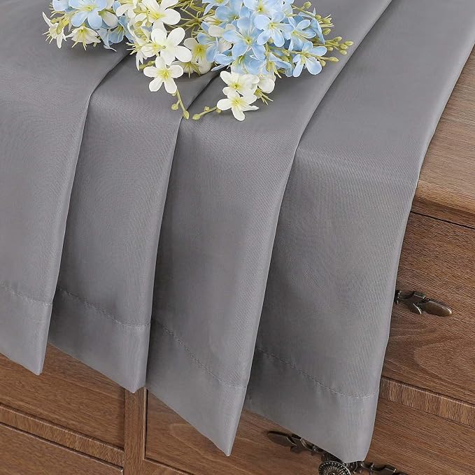 Grey Window Sheer Curtains 45 Inches Length, Voile Short Curtains - Image 8