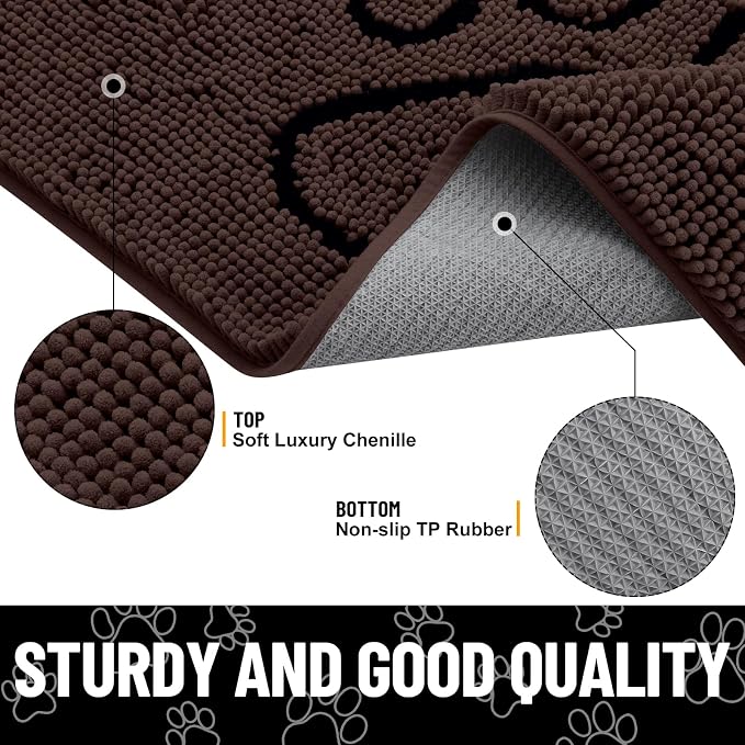 Smiry Dog Door Mat for Muddy Paws, Absorbent Dirt Trapper Non Slip Quick Dry - Image 3