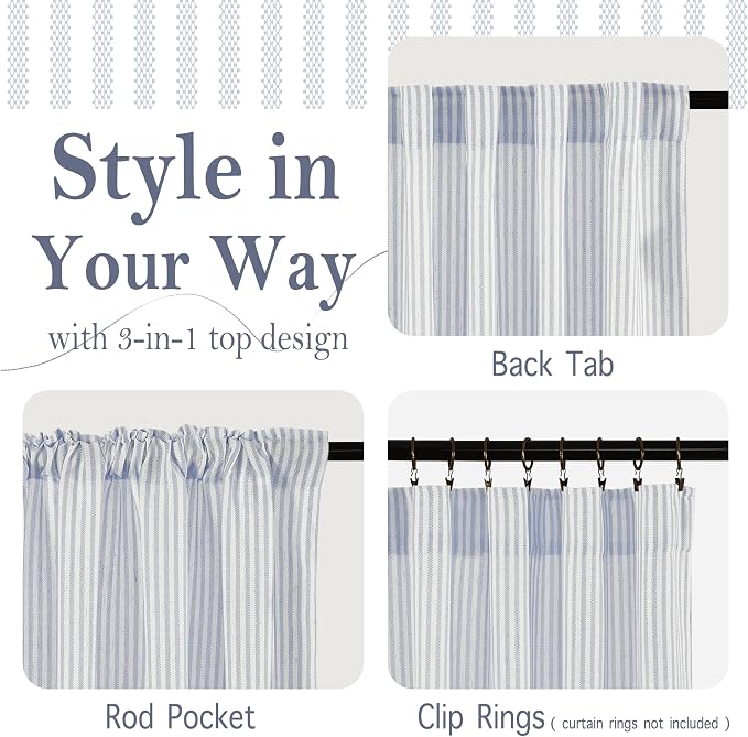 RYB HOME Kitchen Curtains 36 inch Length - Image 2