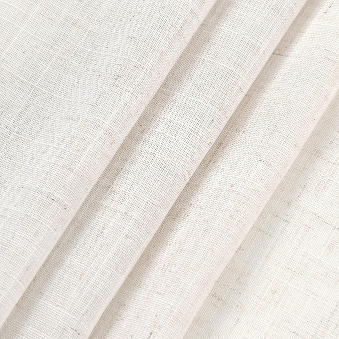 Ivory White Linen Curtains 108 Inches Long Back Tab Pocket Modern Farmhouse - Image 4