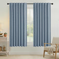 RYB HOME Smoky Blue 100% Blackout Curtains 63 inch Long, Light Blacking & by RYBHOME