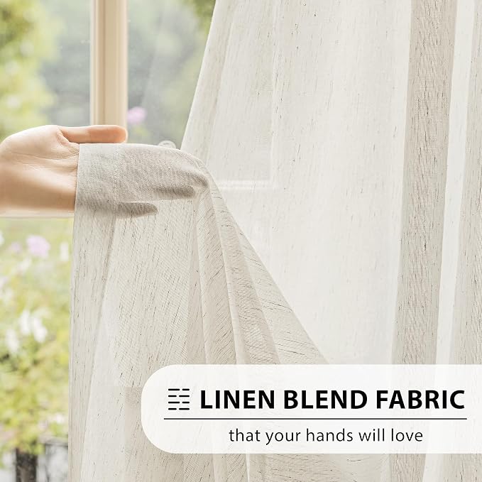 FMFUNCTEX Linen Sheer Sliding Door Curtains - Image 4