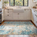 Area Rug 4x6 Blue Rug Washable Boho Rugs Non Slip Low Pile Abstract Small Carpet by OmpaaHomeDecor