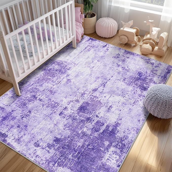 Washable Area Rugs 8'x10' Non-Slip Modern Abstract Soft - Image 3