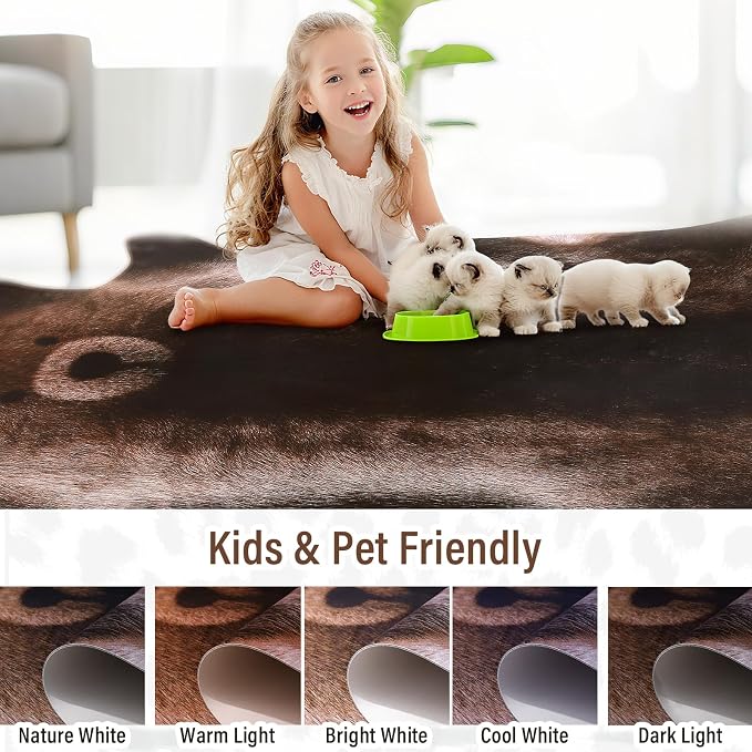 AROGAN Premium Bear Print Rug 6.2x7 Feet, Machine Washable Faux Fur Rug - Image 8