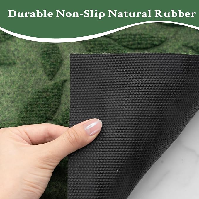 Green Leaves Outdoor Indoor Entrance Doormats, Absorbent Durable Heavy Duty - Image 5