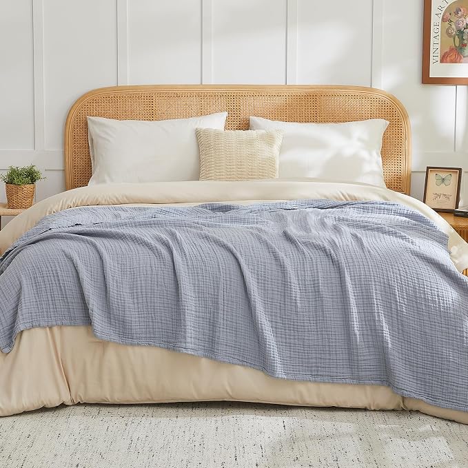 EMME Muslin Blankets for Adults Throw Blanket for Couch Breathable Gauze Soft by EMME