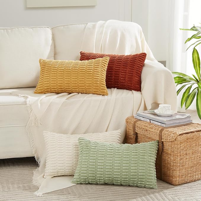 Fancy Homi 4 Packs Mustard Yellow Decorative Throw Pillow Covers 12x20 Inch - Image 6