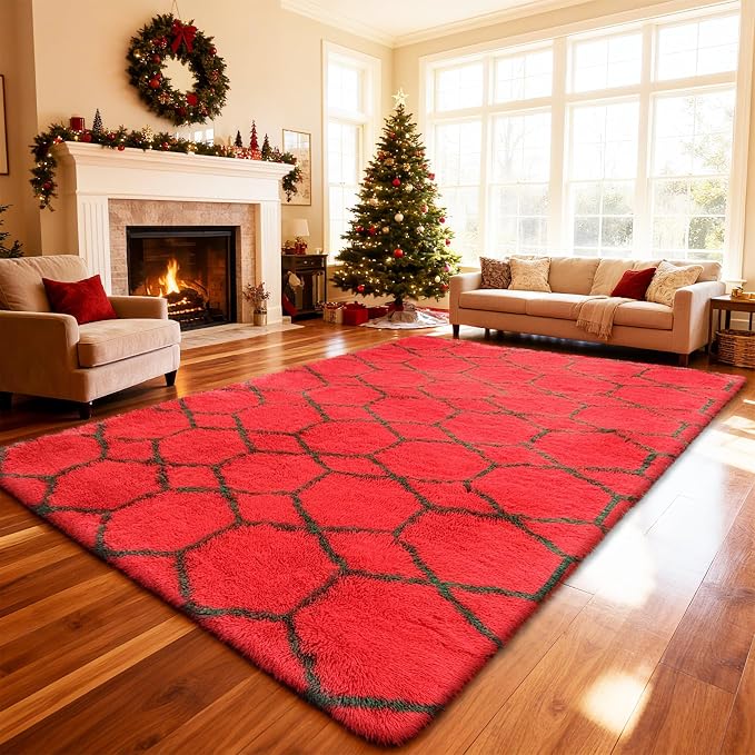 Shag Area Rug for Bedroom 5x8, Fluffy Area Rugs for Living Room, Geometric Soft - Image 7