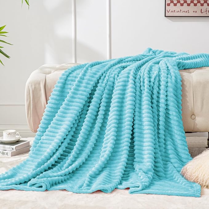 BEDELITE Fleece Throw Blanket for Couch – 3D Ribbed Jacquard Soft and Warm - Image 7