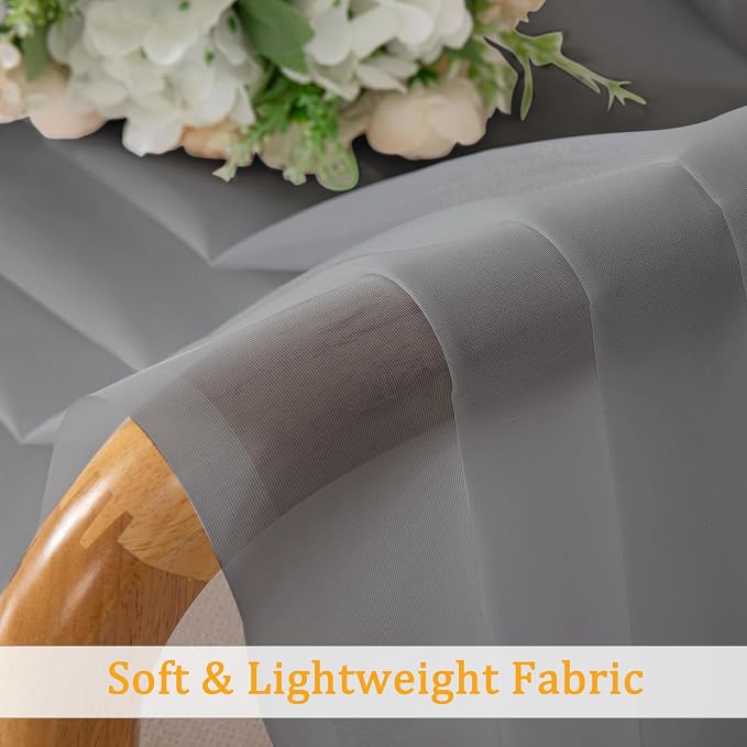 Gwine Extra Long Charcoal Grey Sheer Curtains 120 Inches Long 2 Panels Set - Image 8