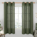 LAMIT Olive Green Linen Curtains 63 Inch Length 2 Panels by LAMIT