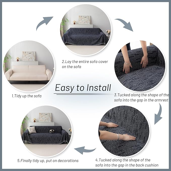 MYSKY HOME Couch Covers for 3 Cushion Couch Sofa, Sectional Couch Cover L Shape - Image 7
