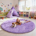 yulidayang Purple Fluffy Round Area Rugs by yulidayang